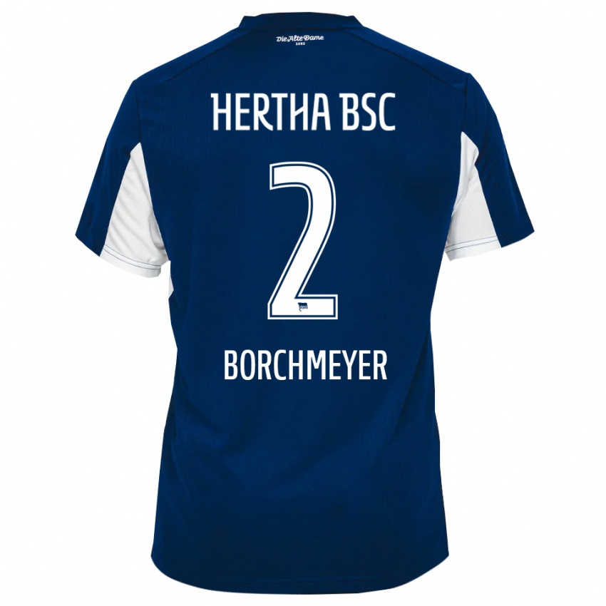 נשים Ronja Borchmeyer #2 לבן כחול ג'רזי ביתית 2025/26 חולצה קצרה