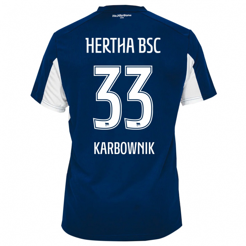 נשים מיכל קרבובניק #33 לבן כחול ג'רזי ביתית 2025/26 חולצה קצרה