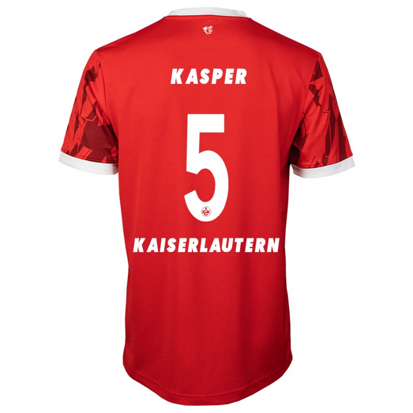 נשים לינוס קארל קספר #5 אדום לבן ג'רזי ביתית 2025/26 חולצה קצרה