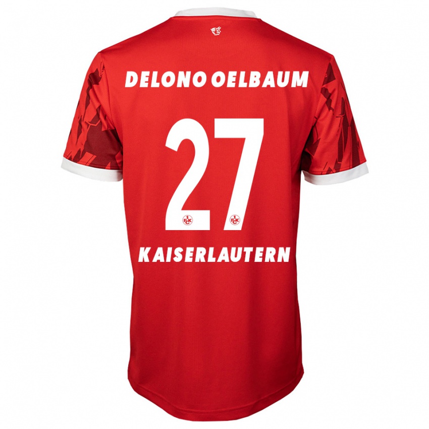 נשים Kenny Delono Oelbaum #27 אדום לבן ג'רזי ביתית 2025/26 חולצה קצרה