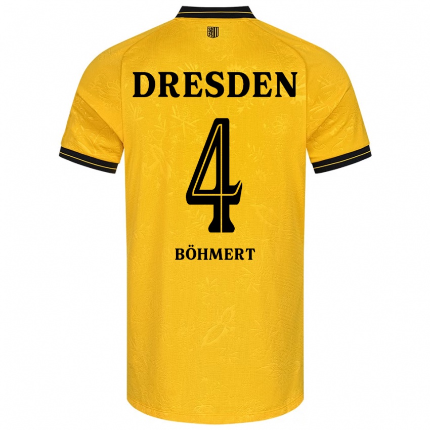 נשים יונס בוהמרט #4 צהוב שחור ג'רזי ביתית 2025/26 חולצה קצרה