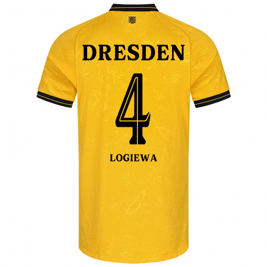 נשים Luca Logiewa #4 צהוב שחור ג'רזי ביתית 2025/26 חולצה קצרה