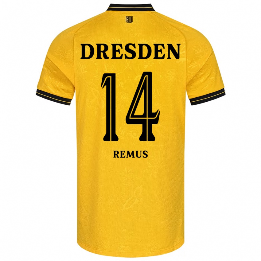 נשים Niklas Remus #14 צהוב שחור ג'רזי ביתית 2025/26 חולצה קצרה
