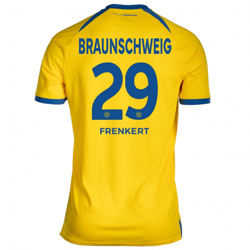 נשים Lukas Frenkert #29 צהוב כחול ג'רזי ביתית 2025/26 חולצה קצרה