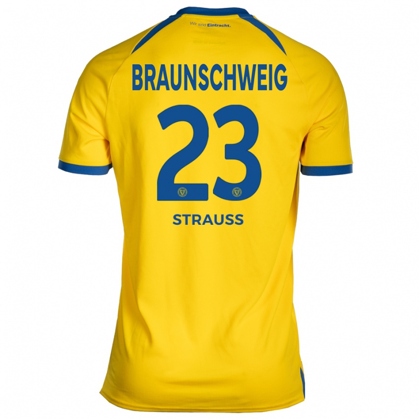 נשים Jan Strauß #23 צהוב כחול ג'רזי ביתית 2025/26 חולצה קצרה