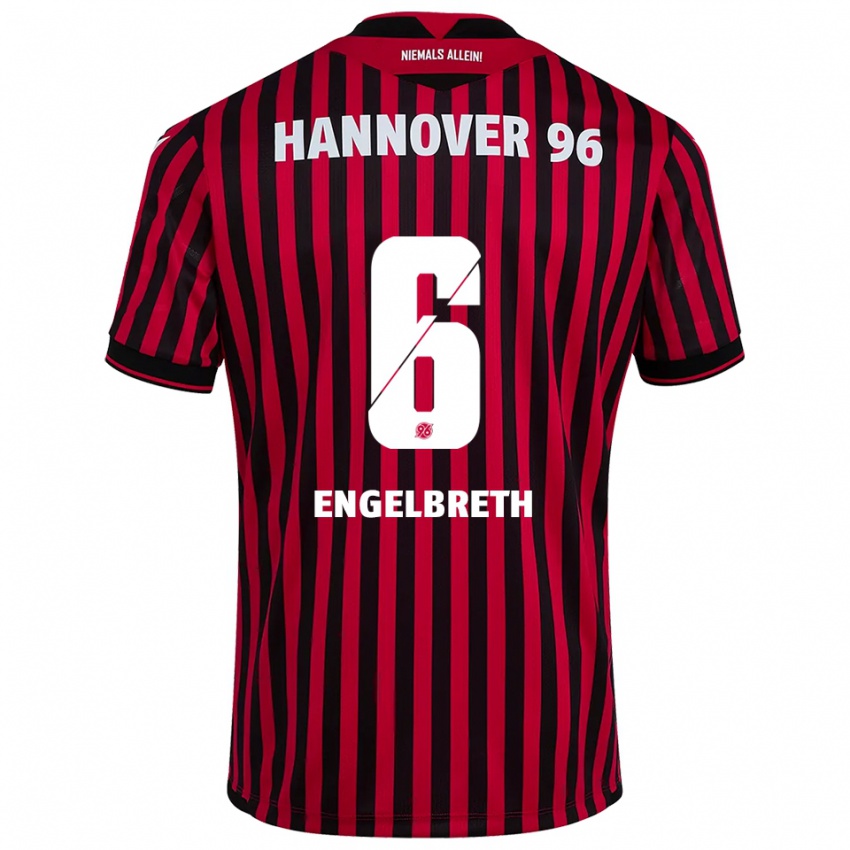 נשים ואה אנגלברת' #6 אדום שחור ג'רזי ביתית 2025/26 חולצה קצרה