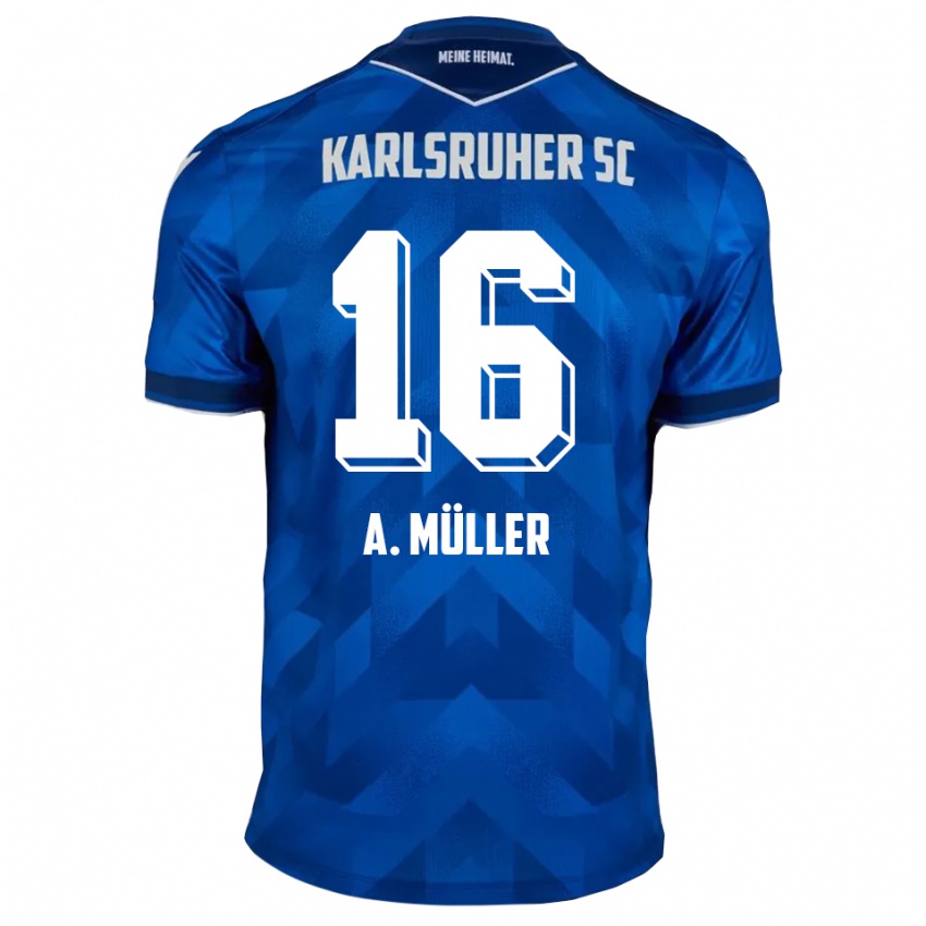 נשים Andreas Müller #16 כחול לבן ג'רזי ביתית 2025/26 חולצה קצרה