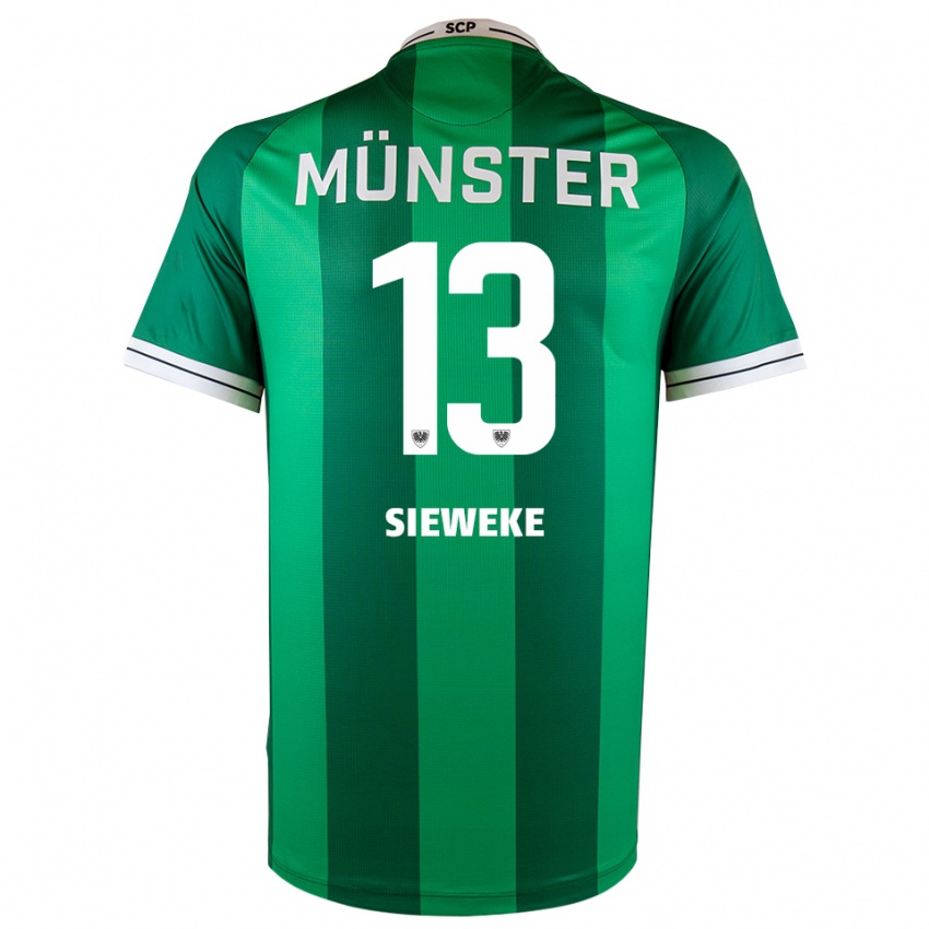 נשים Henri Sieweke #13 ירוק לבן ג'רזי ביתית 2025/26 חולצה קצרה