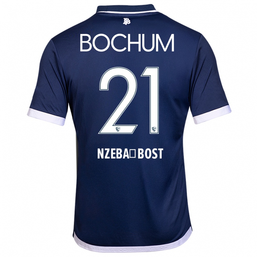 נשים Jan Nzeba-Bost #21 כחול נייבי לבן ג'רזי ביתית 2025/26 חולצה קצרה