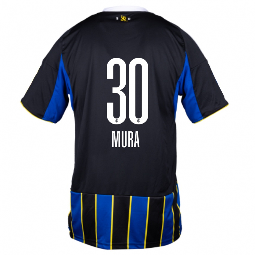 נשים Luca Mura #30 כחול שחור צהוב ג'רזי ביתית 2025/26 חולצה קצרה