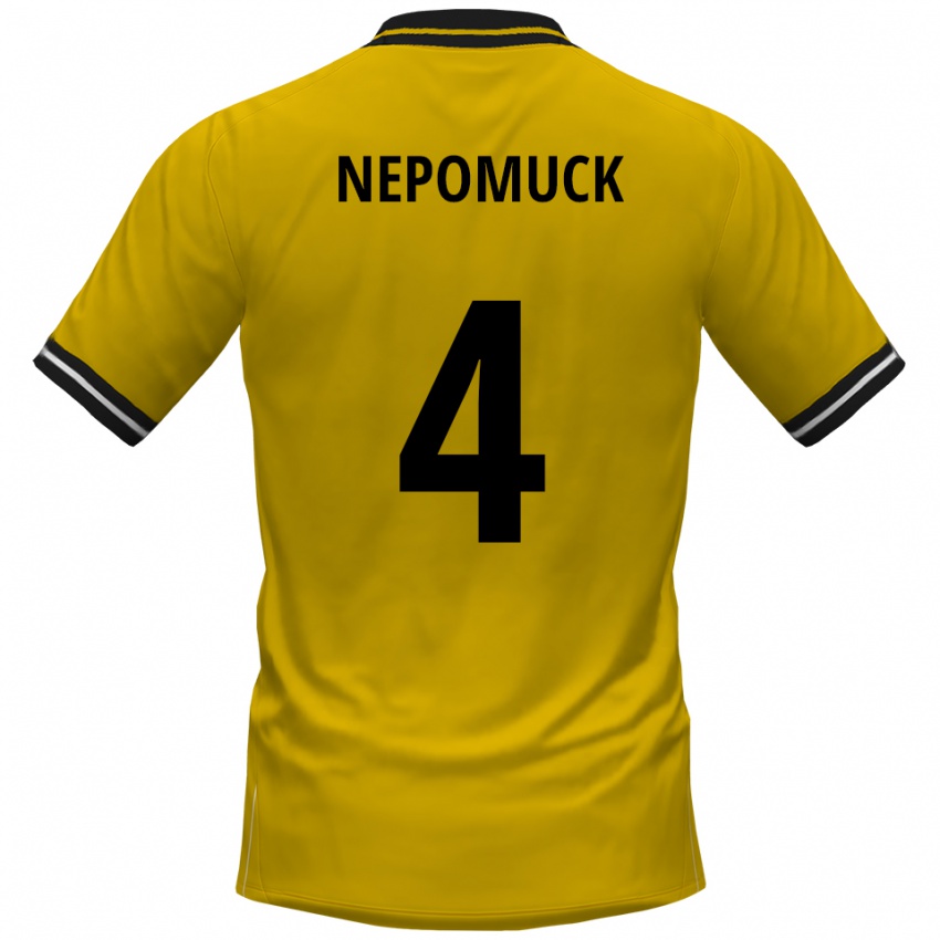 נשים Simon Nepomuck #4 צהוב שחור ג'רזי ביתית 2025/26 חולצה קצרה