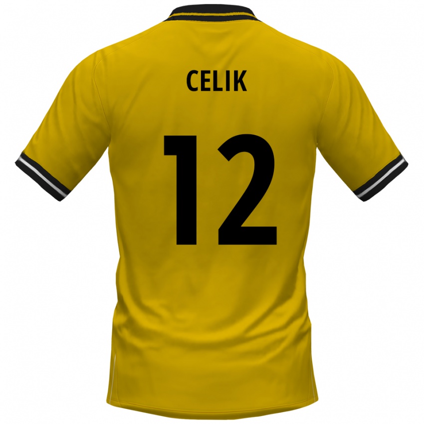 נשים Haci Celik #12 צהוב שחור ג'רזי ביתית 2025/26 חולצה קצרה