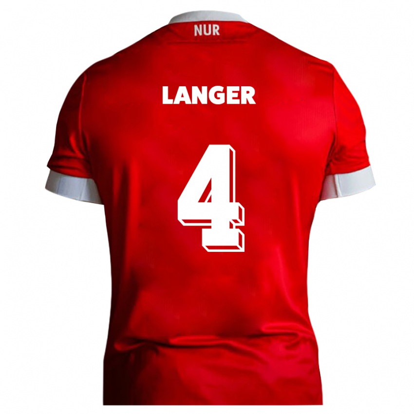 נשים Phillip Langer #4 אדום לבן ג'רזי ביתית 2025/26 חולצה קצרה