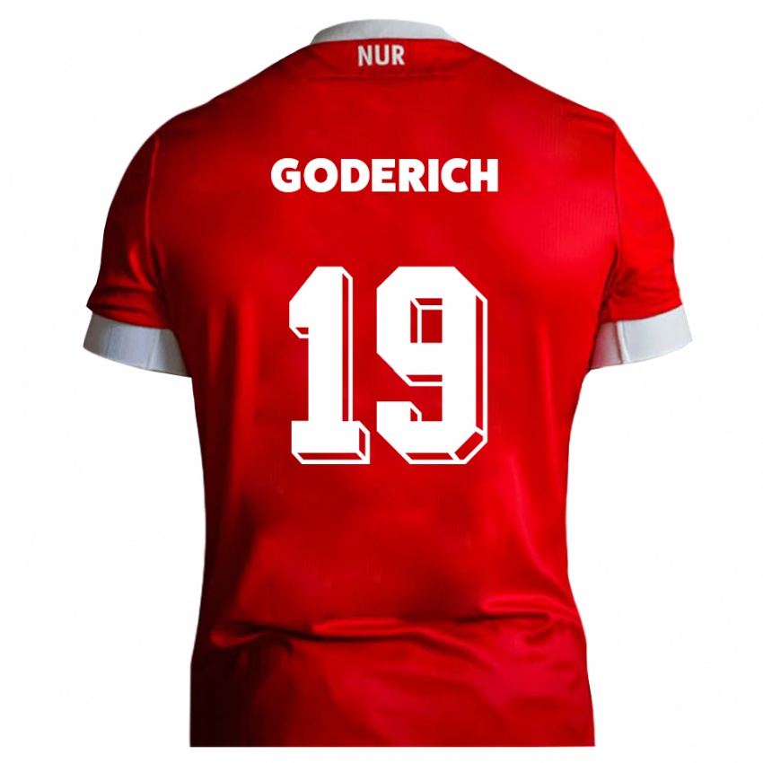 נשים David Goderich #19 אדום לבן ג'רזי ביתית 2025/26 חולצה קצרה