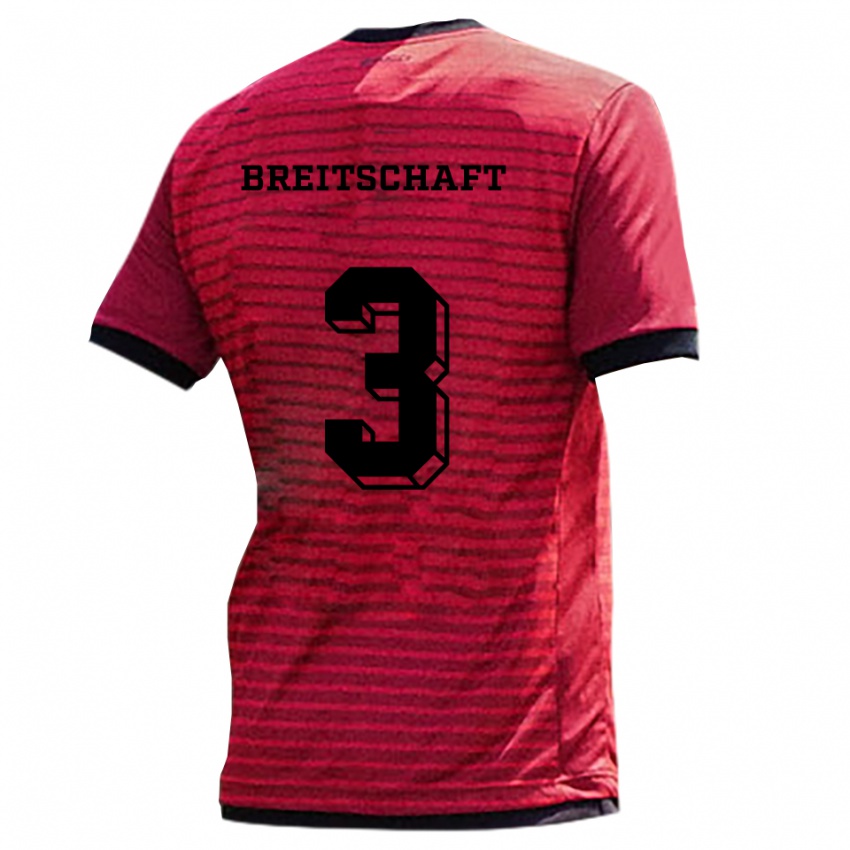 נשים Veit Breitschaft #3 אדום שחור ג'רזי ביתית 2025/26 חולצה קצרה