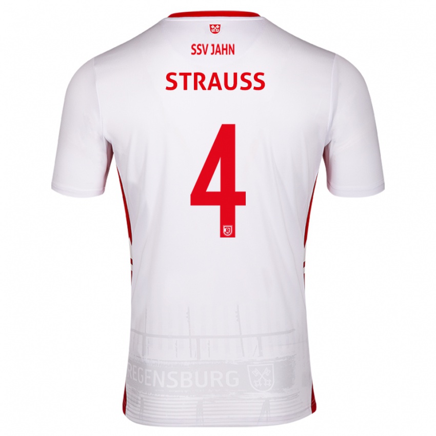 נשים פליקס שטראוס #4 לבן אדום ג'רזי ביתית 2025/26 חולצה קצרה