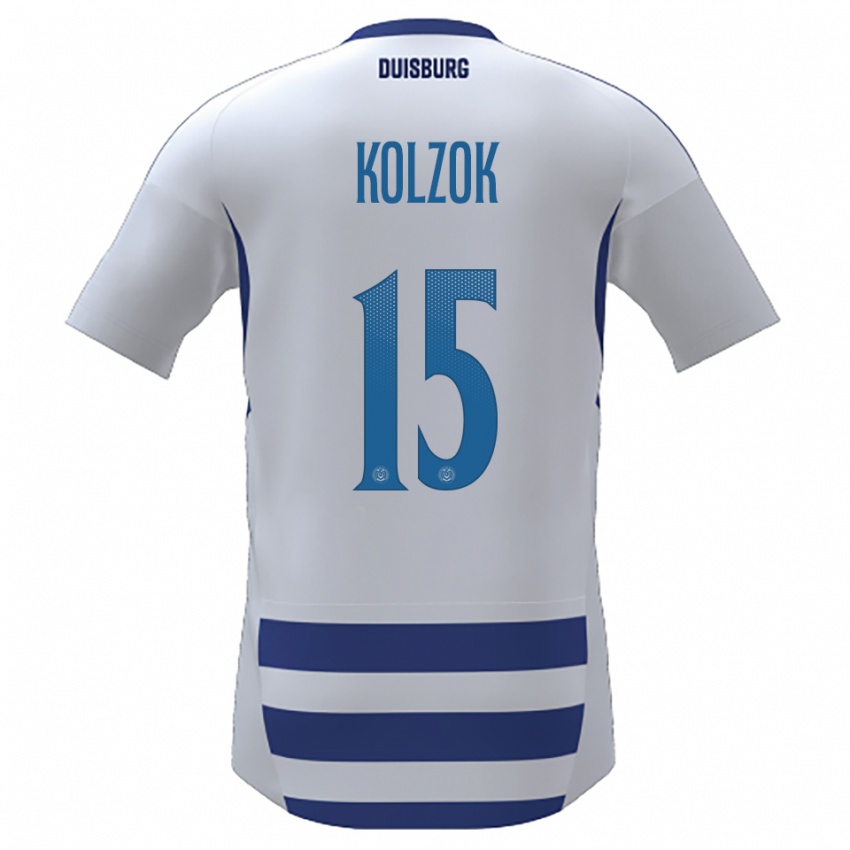 נשים Dominik Kolzok #15 לבן כחול ג'רזי ביתית 2025/26 חולצה קצרה