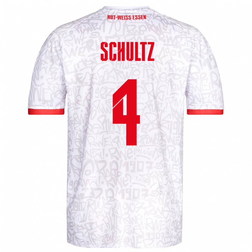 נשים Michael Schultz #4 לבן אדום ג'רזי ביתית 2025/26 חולצה קצרה