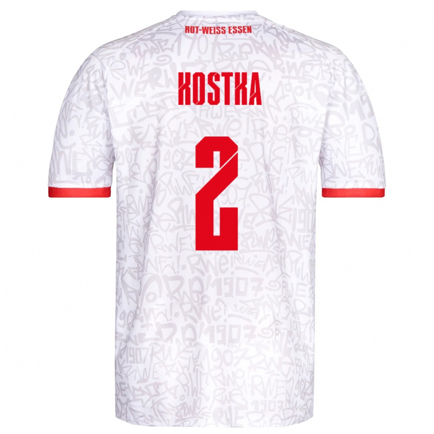 נשים Michael Kostka #2 לבן אדום ג'רזי ביתית 2025/26 חולצה קצרה