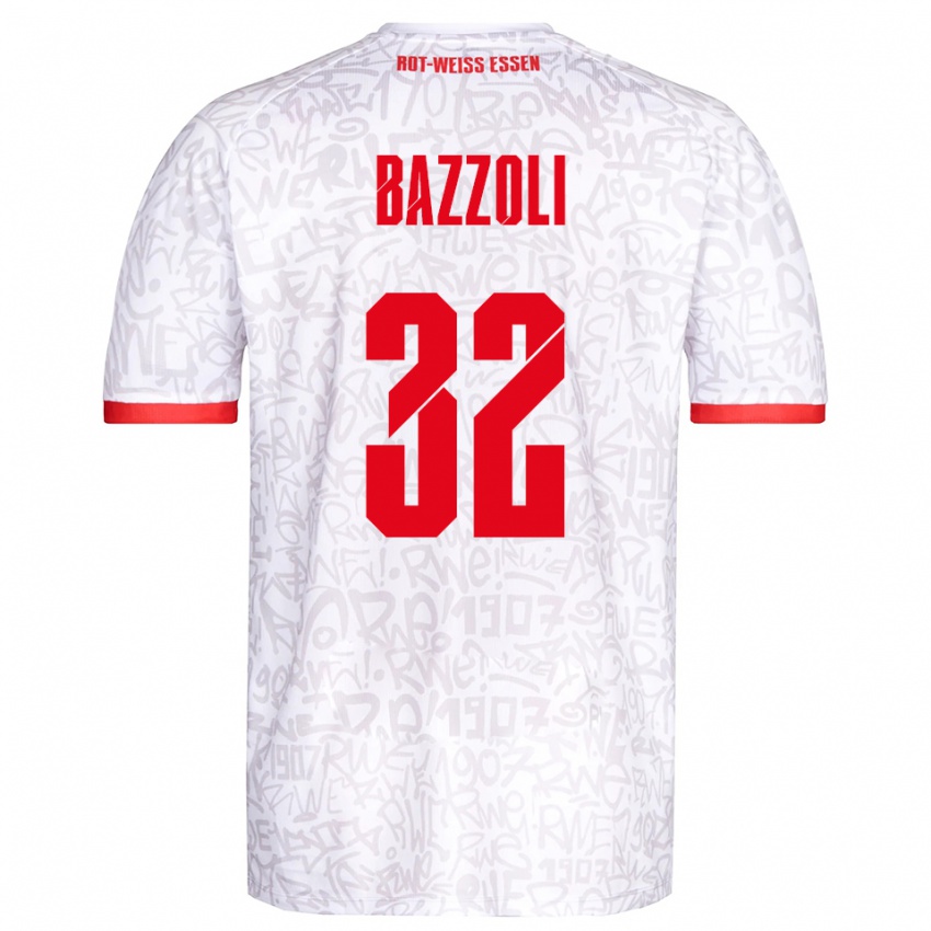 נשים לוקה ג׳וליאנו באזולי #32 לבן אדום ג'רזי ביתית 2025/26 חולצה קצרה