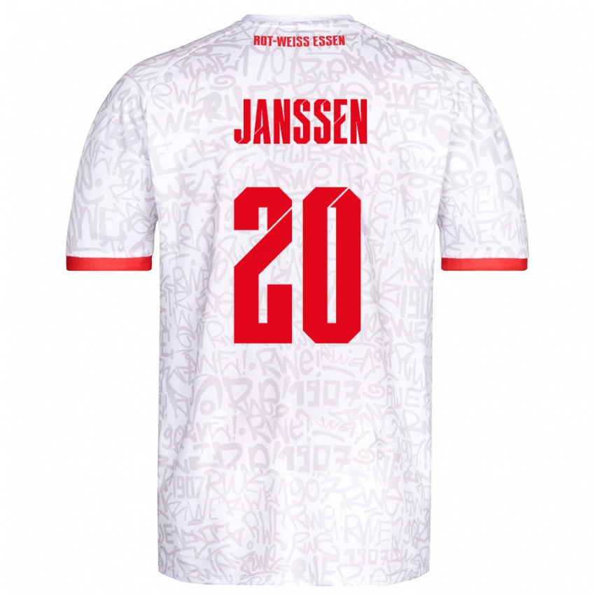 נשים מארק יאנסן #20 לבן אדום ג'רזי ביתית 2025/26 חולצה קצרה