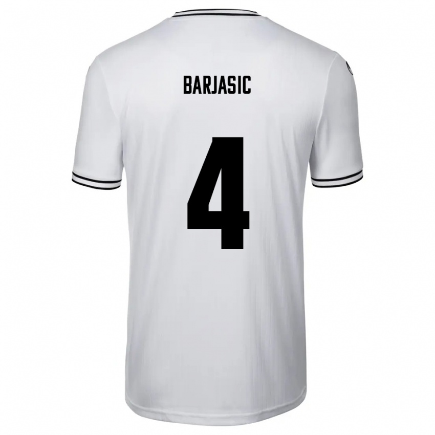 נשים Nikola Barjasic #4 לבן שחור ג'רזי ביתית 2025/26 חולצה קצרה