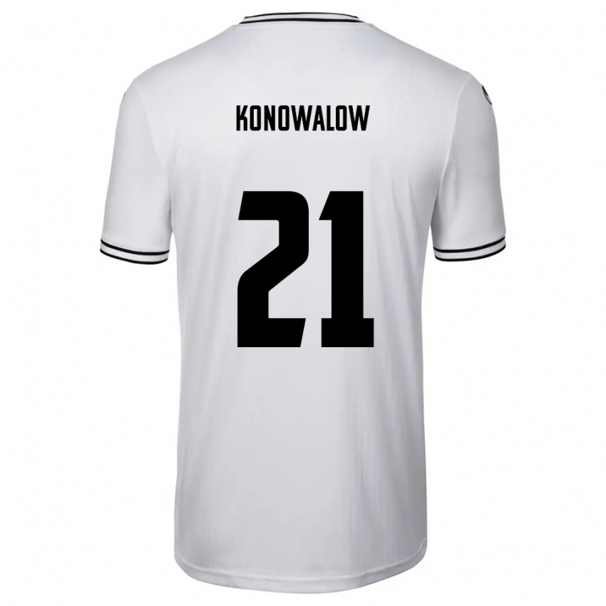 נשים סטפן קונובלוב #21 לבן שחור ג'רזי ביתית 2025/26 חולצה קצרה