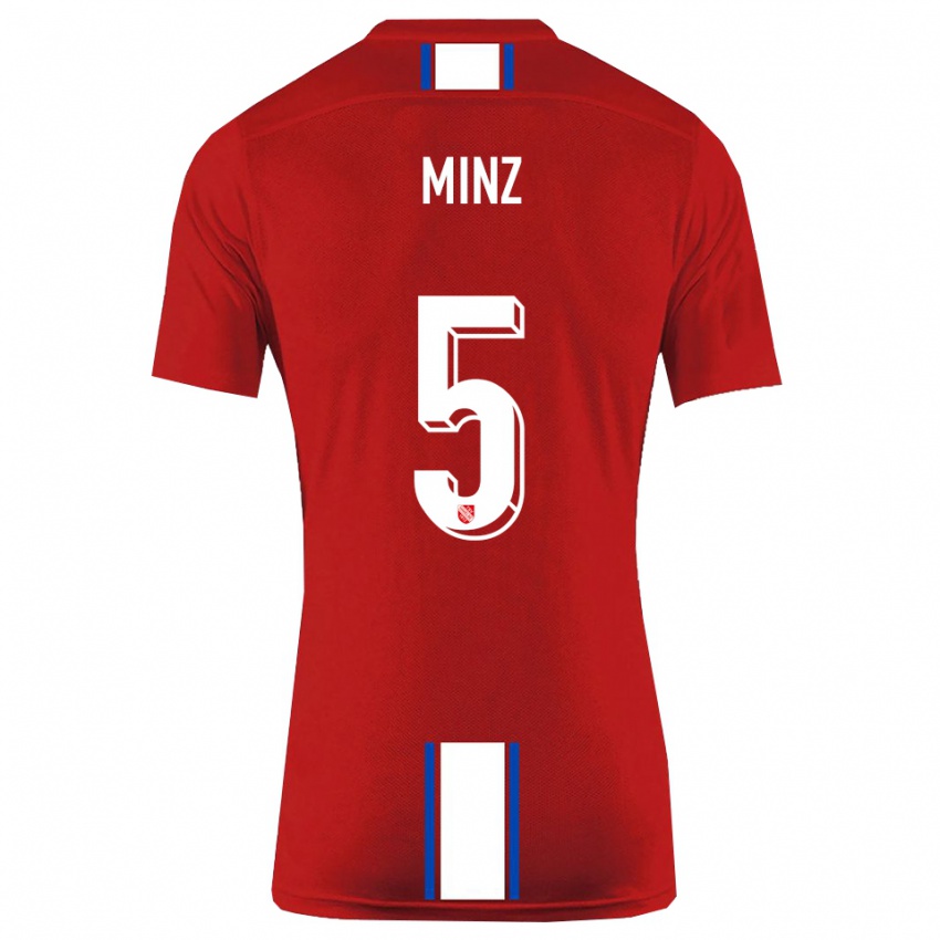 נשים דומיניק מינץ #5 אדום לבן ג'רזי ביתית 2025/26 חולצה קצרה