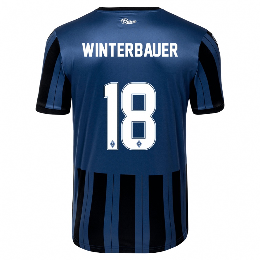 נשים יאן וינטרבאואר #18 כחול אפור שחור ג'רזי ביתית 2025/26 חולצה קצרה