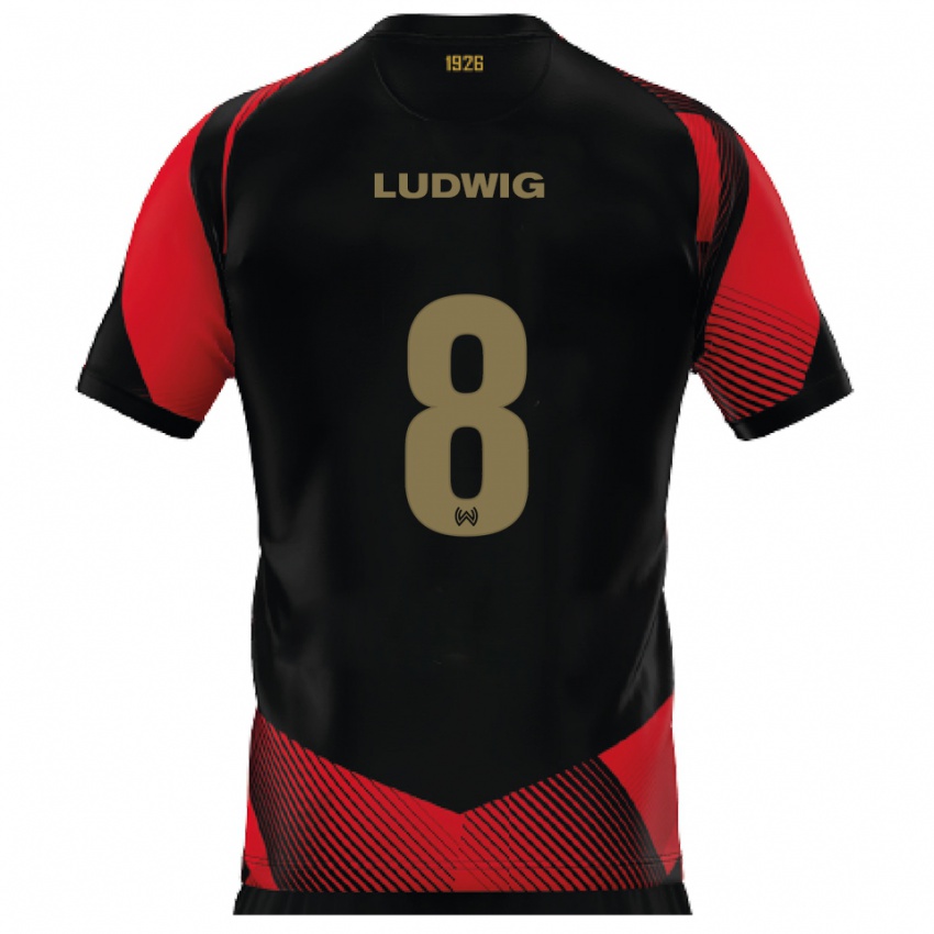 נשים Milan Ludwig #8 שחור אדום ג'רזי ביתית 2025/26 חולצה קצרה