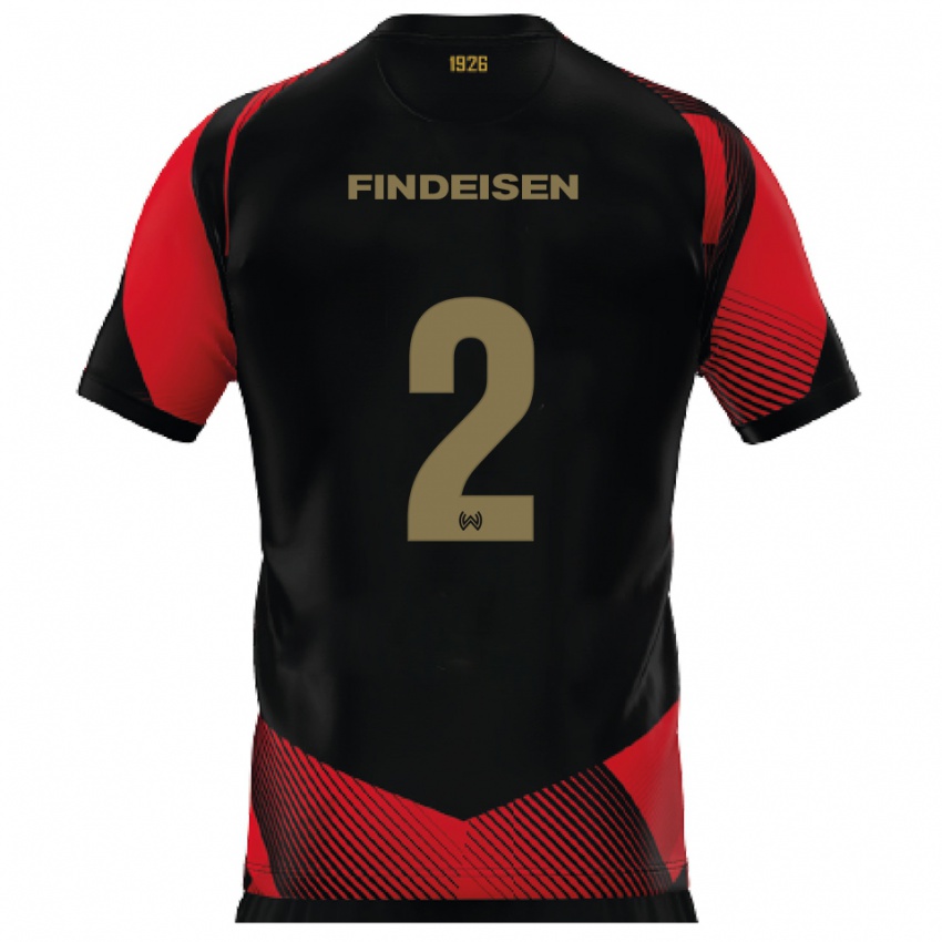 נשים אדווין פינדייסן #2 שחור אדום ג'רזי ביתית 2025/26 חולצה קצרה
