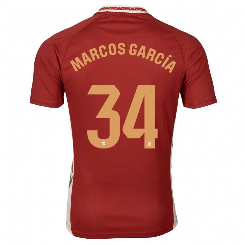 נשים Marcos García #34 בורדו זהב הרחק ג'רזי 2025/26 חולצה קצרה