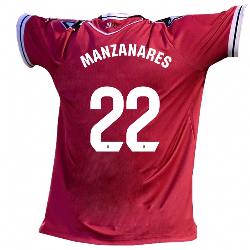 נשים Dani Manzanares #22 בורדו שחור הרחק ג'רזי 2025/26 חולצה קצרה