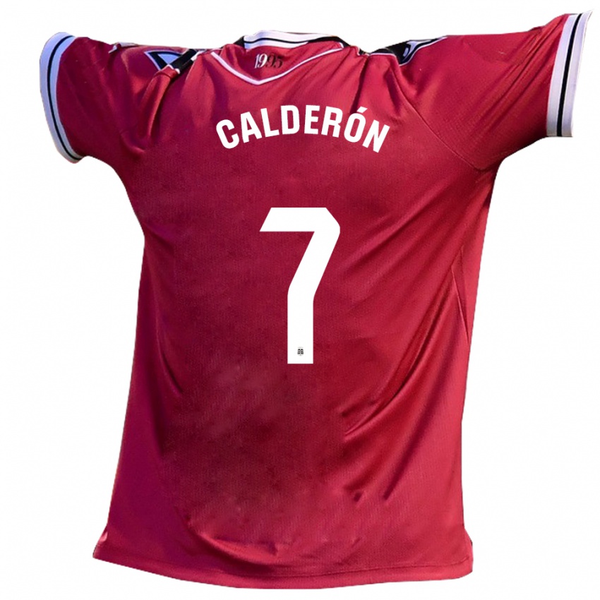 נשים Carlos Calderón #7 בורדו שחור הרחק ג'רזי 2025/26 חולצה קצרה