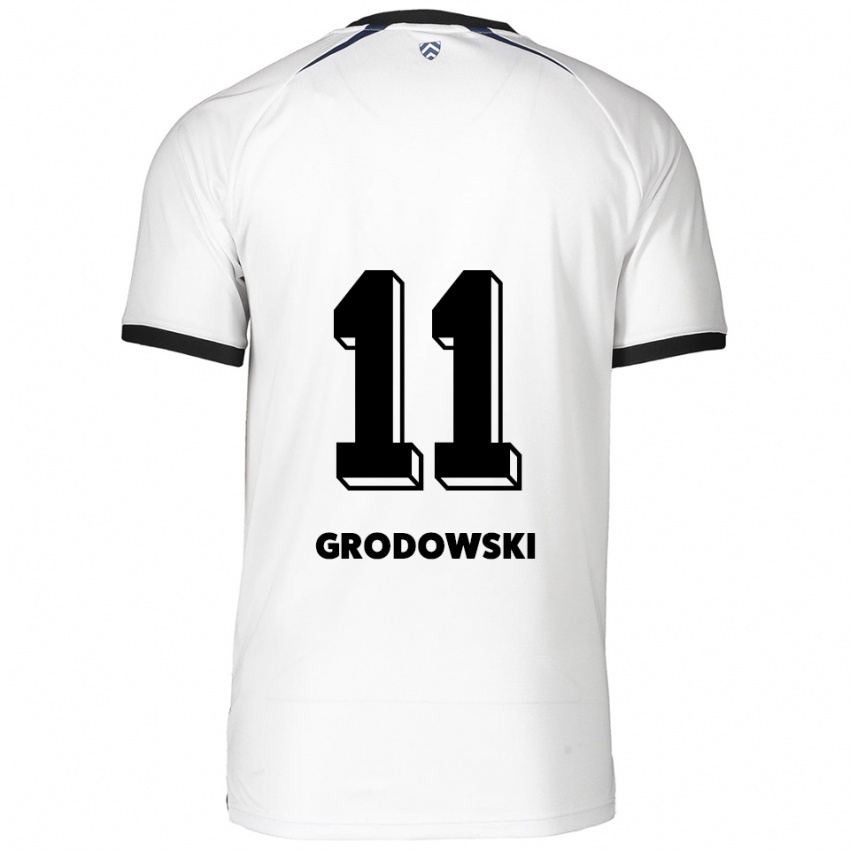 נשים יואל גרודובסקי #11 לבן שחור הרחק ג'רזי 2025/26 חולצה קצרה