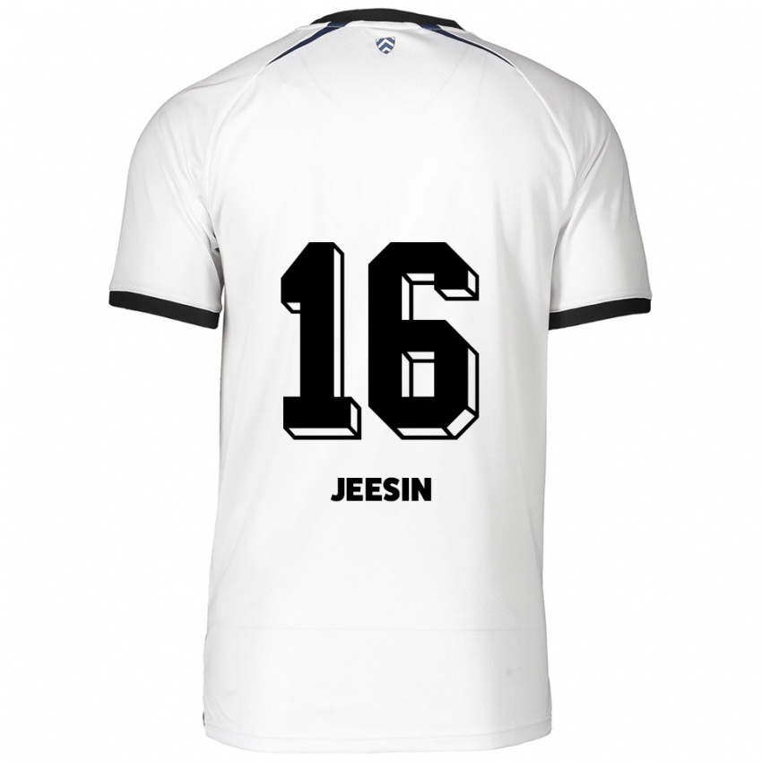 נשים Jenath Jeesin #16 לבן שחור הרחק ג'רזי 2025/26 חולצה קצרה