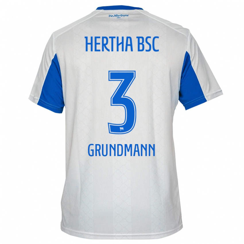 נשים לאון גרונדמן #3 לבן כחול הרחק ג'רזי 2025/26 חולצה קצרה