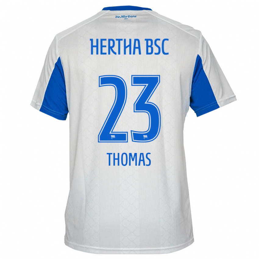 נשים Aaliyah Thomas #23 לבן כחול הרחק ג'רזי 2025/26 חולצה קצרה