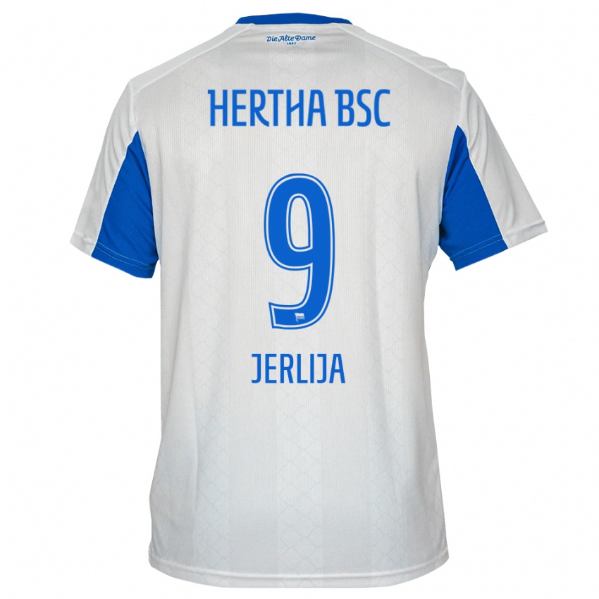 נשים Leotrim Jerlija #9 לבן כחול הרחק ג'רזי 2025/26 חולצה קצרה