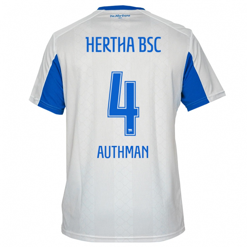 נשים Efe Authman #4 לבן כחול הרחק ג'רזי 2025/26 חולצה קצרה