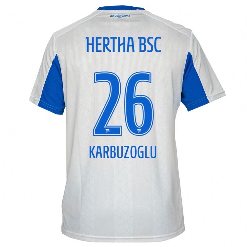 נשים Mikail Karbuzoglu #26 לבן כחול הרחק ג'רזי 2025/26 חולצה קצרה