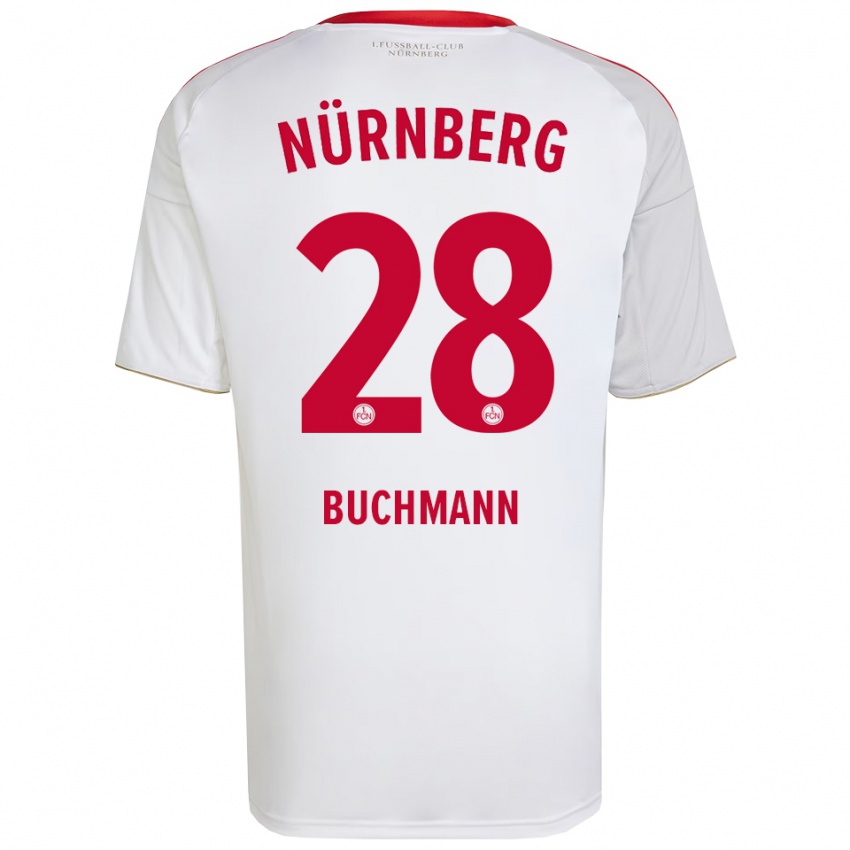 נשים טארק בוכמן #28 לבן אדום הרחק ג'רזי 2025/26 חולצה קצרה