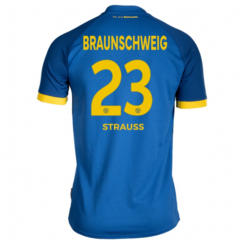 נשים Jan Strauß #23 כחול רויאל צהוב הרחק ג'רזי 2025/26 חולצה קצרה