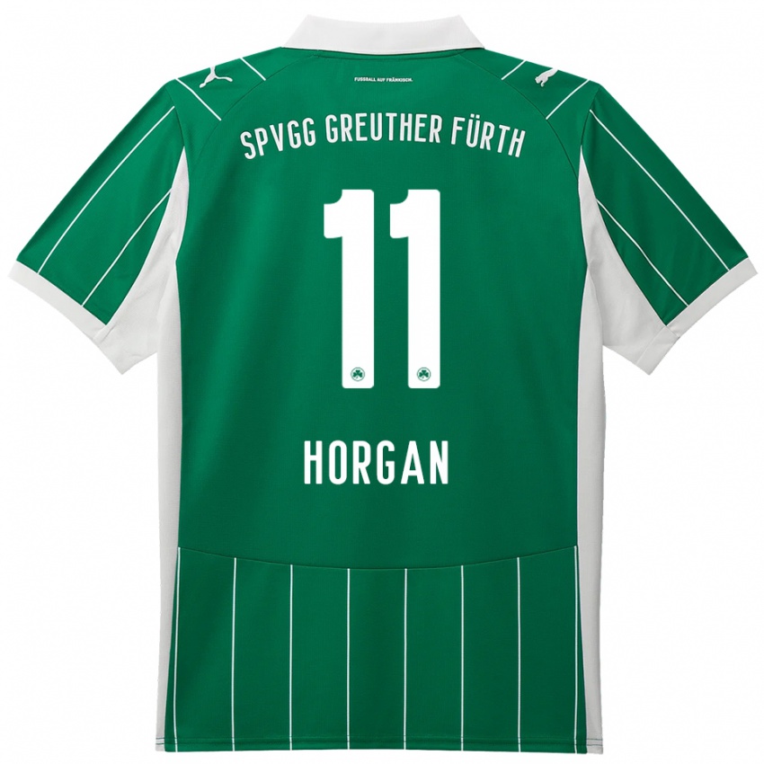 נשים Finn Horgan #11 ירוק לבן הרחק ג'רזי 2025/26 חולצה קצרה