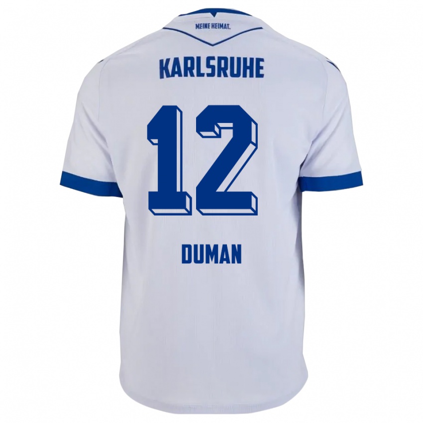 נשים Bugra Duman #12 לבן כחול הרחק ג'רזי 2025/26 חולצה קצרה