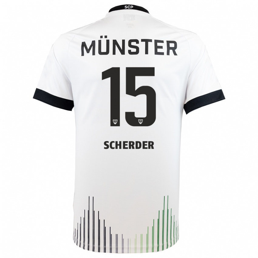 נשים סימון שרדר #15 לבן שחור הרחק ג'רזי 2025/26 חולצה קצרה