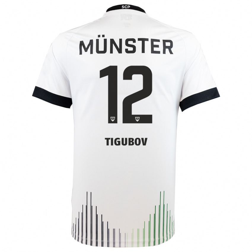 נשים Adrian Tigubov #12 לבן שחור הרחק ג'רזי 2025/26 חולצה קצרה