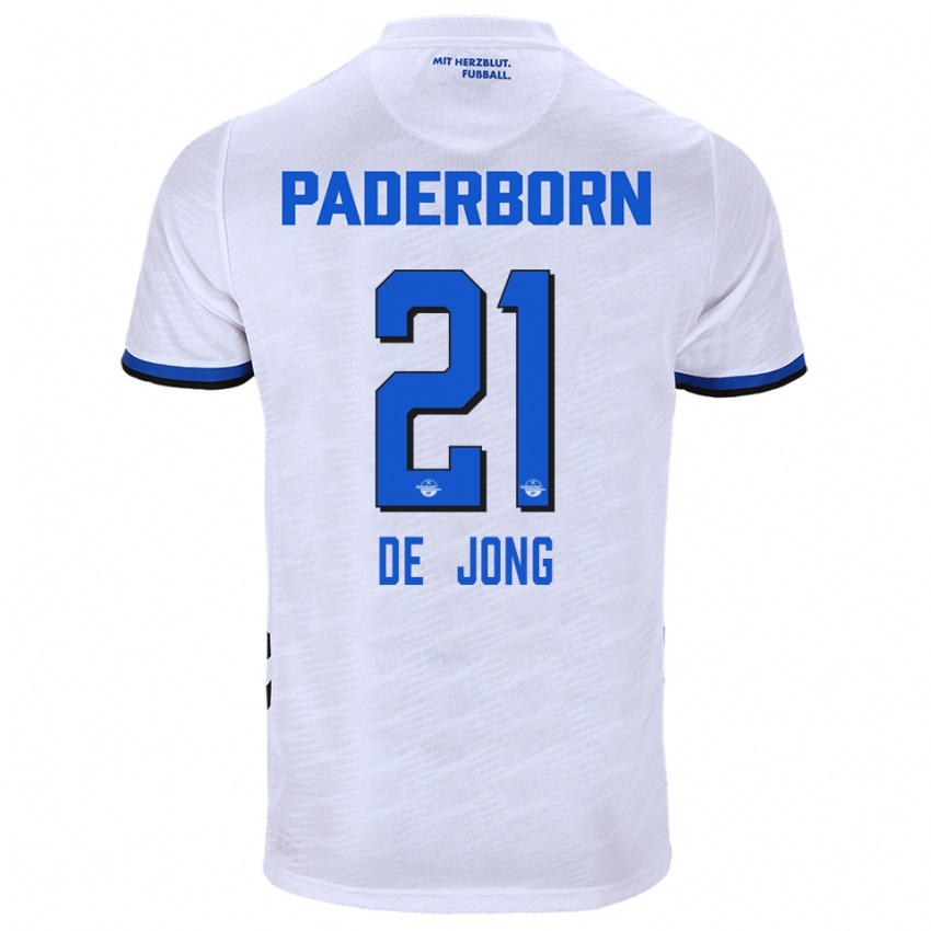 נשים טראוויס הלמוט קספר אנטון די ג׳ונג #21 לבן כחול הרחק ג'רזי 2025/26 חולצה קצרה