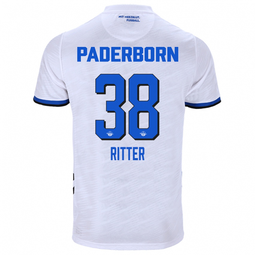 נשים Max Ritter #38 לבן כחול הרחק ג'רזי 2025/26 חולצה קצרה