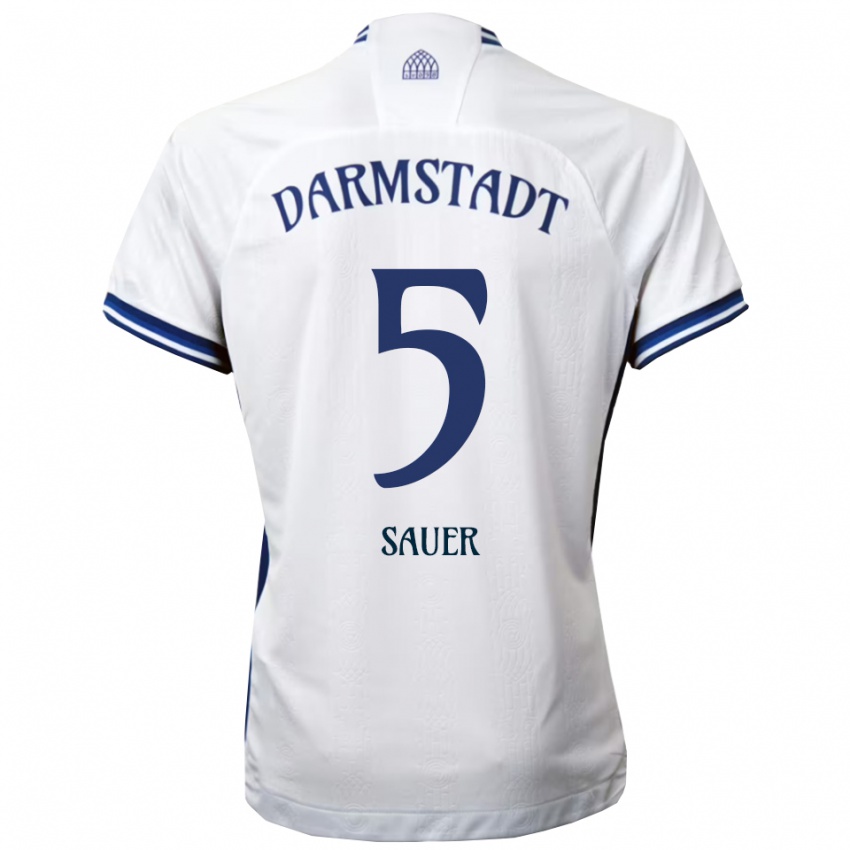 נשים Tino Sauer #5 לבן כחול הרחק ג'רזי 2025/26 חולצה קצרה